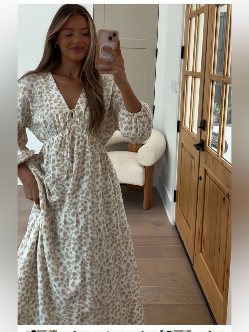 Worth Collective Hunter 100/ cotton gauze Cream Floral Maxi Dress - Picture 3 of 10